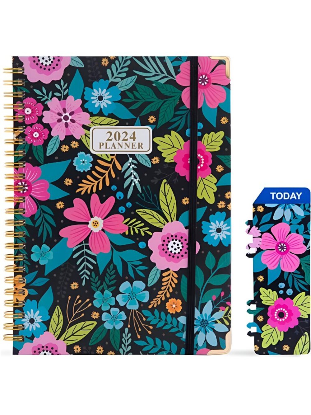 2024 Planner- Weekly & Monthly Planner, Spiral Bound with Tabs, Inner Pocket